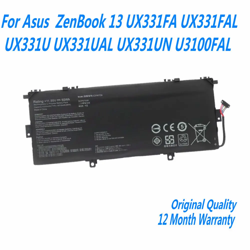 Новый аккумулятор для ноутбука 11 55 В 50 Втч C31N1724 Asus ZenBook 13 UX331FA UX331FAL UX331U UX331UAL UX331UN
