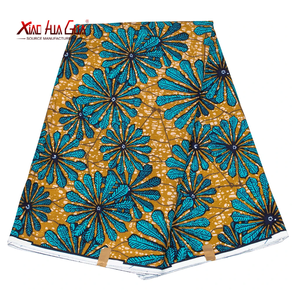 

2023 African Wax Flower Print Fabric Cotton Material High Quality 6 Yards 3 Yards Ankara Fabric for Wedding Dress 24FS1468