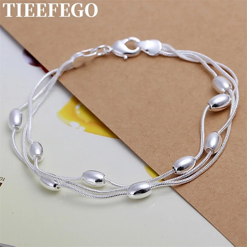 Купи TIEEFEGO 925 Silver Bracelet Chain Fashion Design Product Beautiful Jewelry High Quality Bracelet Bead For Women Lady Wedding за 194 рублей в магазине AliExpress
