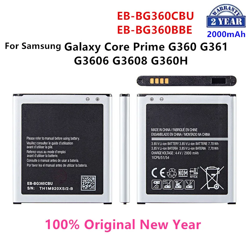 

100% Orginal EB-BG360CBU EB-BG360BBE Battery 2000mAh For Samsung Galaxy Core Prime G360 G361 G3609 G3608 G3606 J200 J2(2017)
