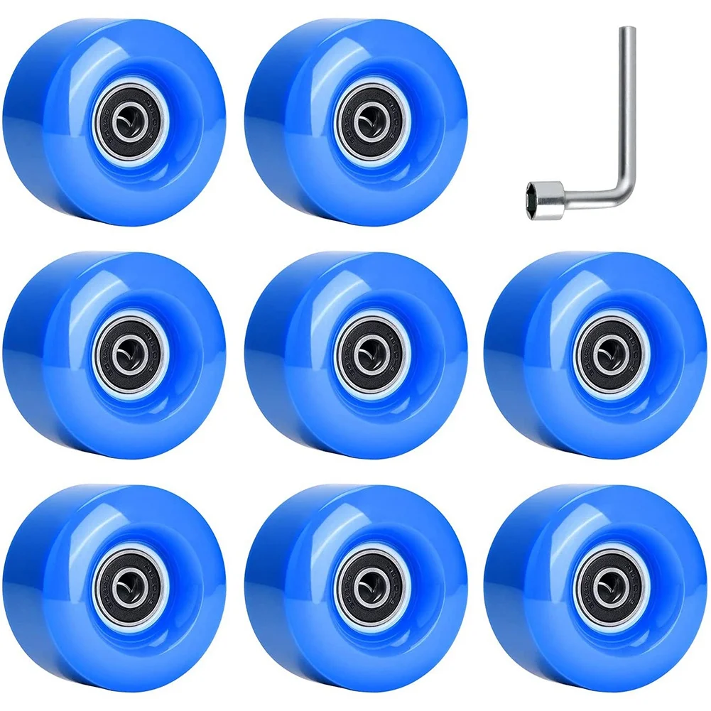 

8 Pack 58X32mm, 82A Outdoor/Indoor Quad Roller Skate Wheels, Durable Wear-Resistant PU Wheels Replacements,Blue