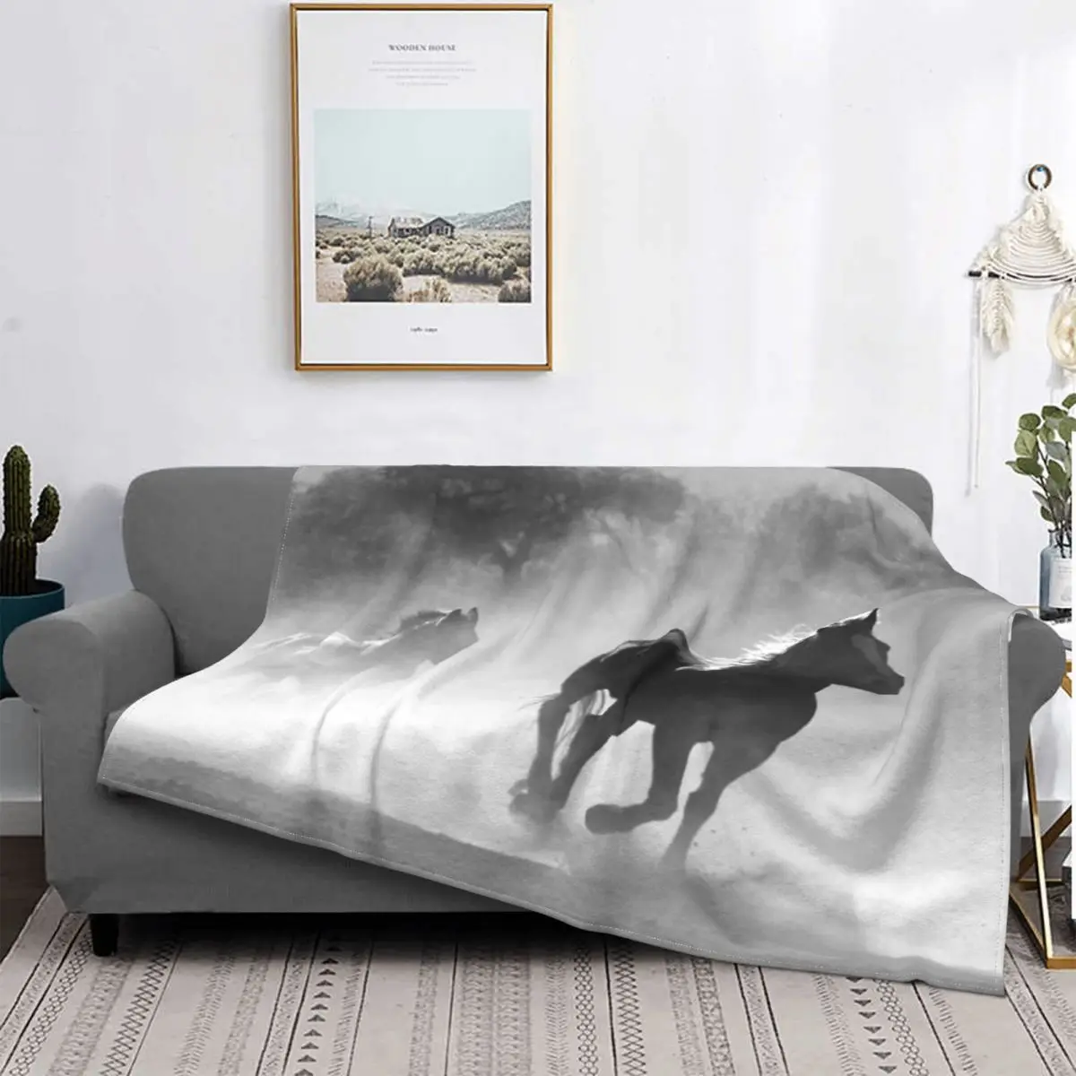 

Manta de caballos de caballo, colcha de cama a cuadros, manta de Baby, manta de lana, colcha para cama