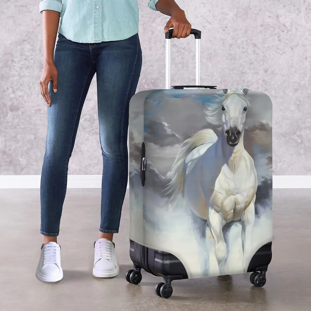 

Twoheartsgirl Fashion Horse Design Dust-proof Luggage Cover Suitcase Cover for 18-32 Inch Removable Basic Accessory Anti-Scratch