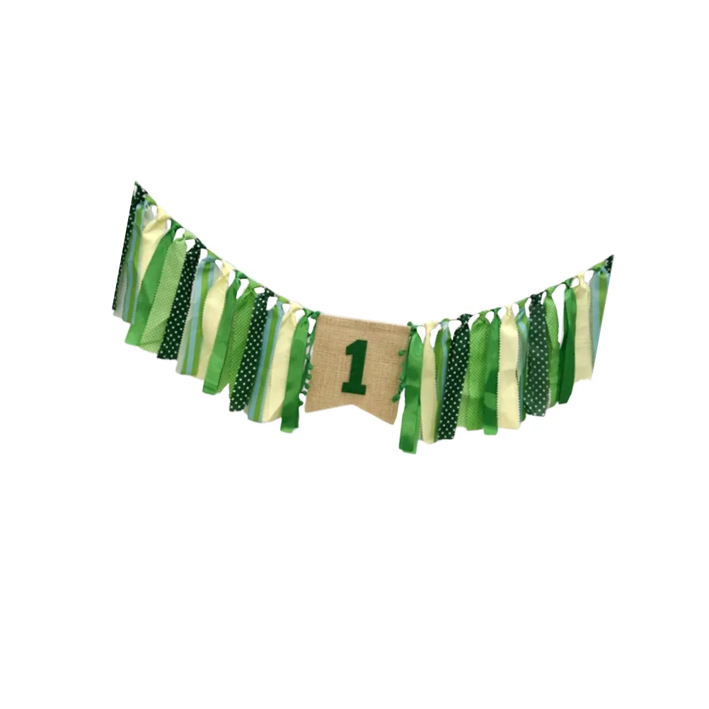 

Birthday 1St Banner Chair High First Baby Highchair Party Decor Decorations Garland Theme Year Old Chairs Infant Green Sign Flag