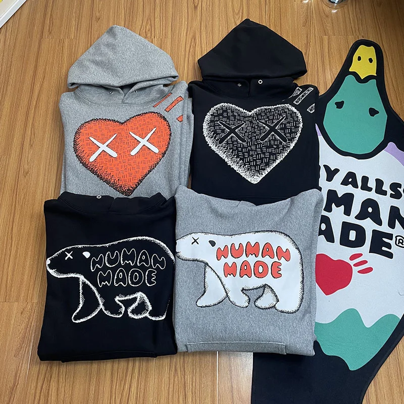 

Made Hooded Human Sweatshirt Men Women Casual Love Print Loose Plus Fleece Top HUMAN MADE Couple Pullover