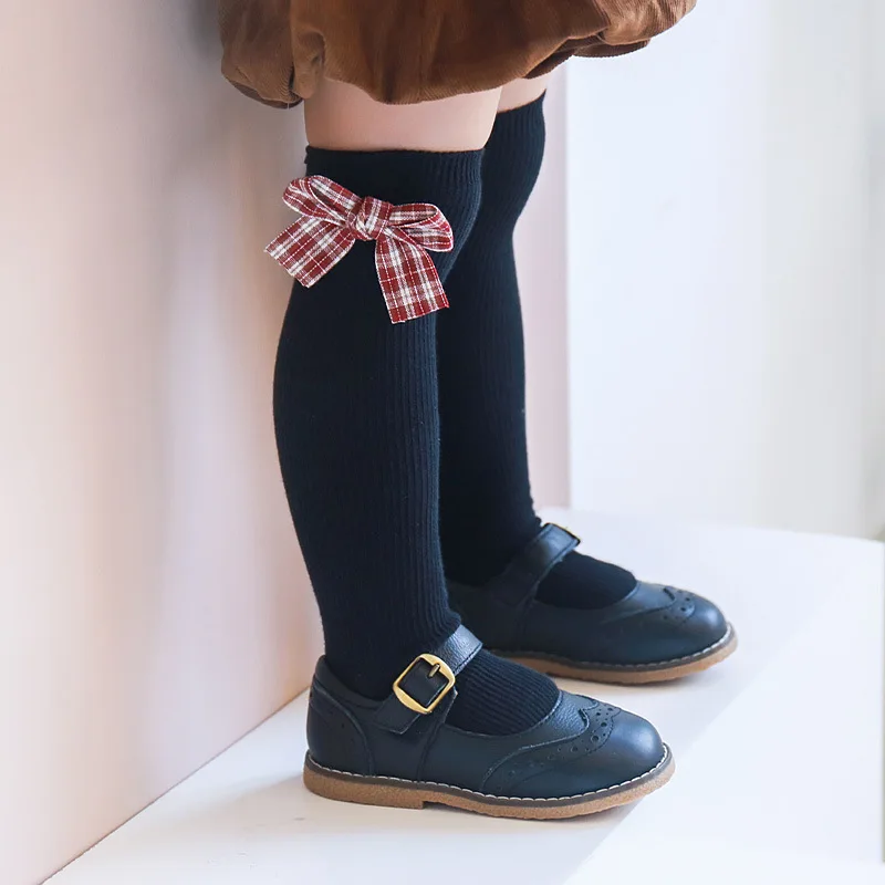 

Baby Toddlers Girls Socks Children Girls Knee High Long Sock Cotton Big Bow Spanish Style Kids Girls Long Tube Socks