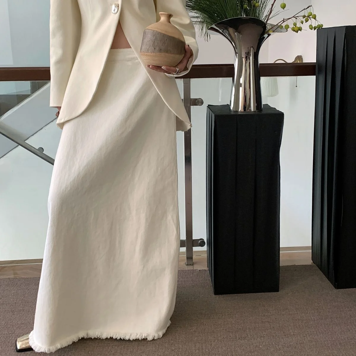 

Юбка-макси трапециевидная Женская Осенняя длинная юбка с кисточками