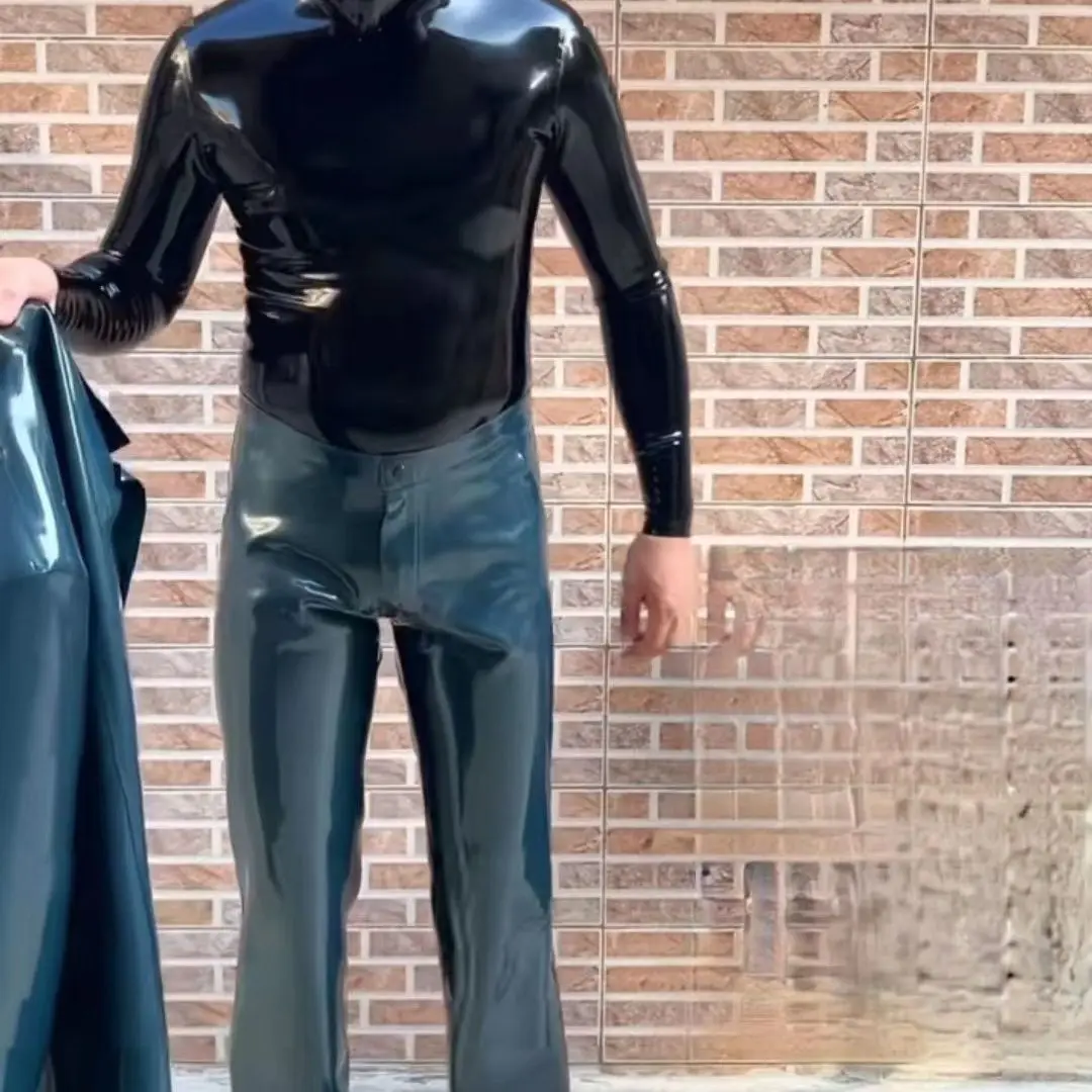 Мужской модный латексный резиновый костюм ручной работы с длинными рукавами