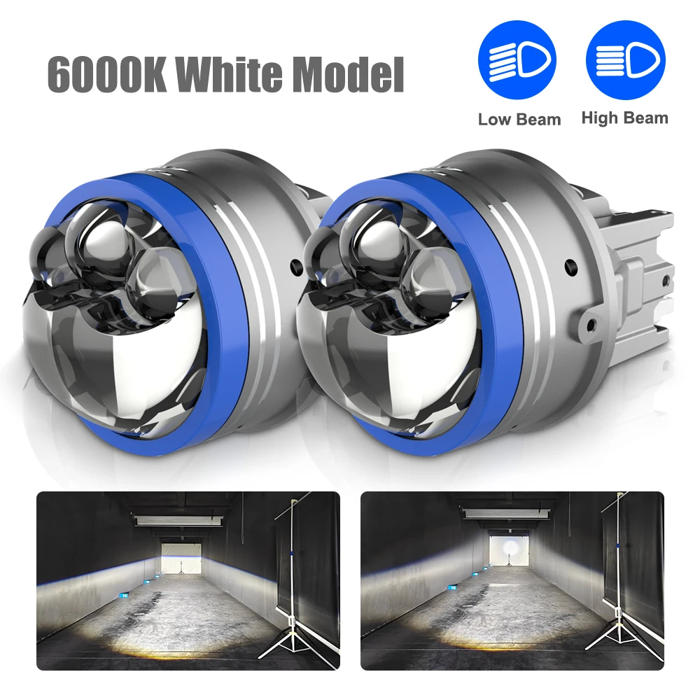 

3-дюймовые двусветодиодные противотуманные фары с тройными линзами, 3-цветный прожектор 150 Вт 30000LM для Ford Focus MK2 MK3 Fiesta Fusion/Honda/Renault