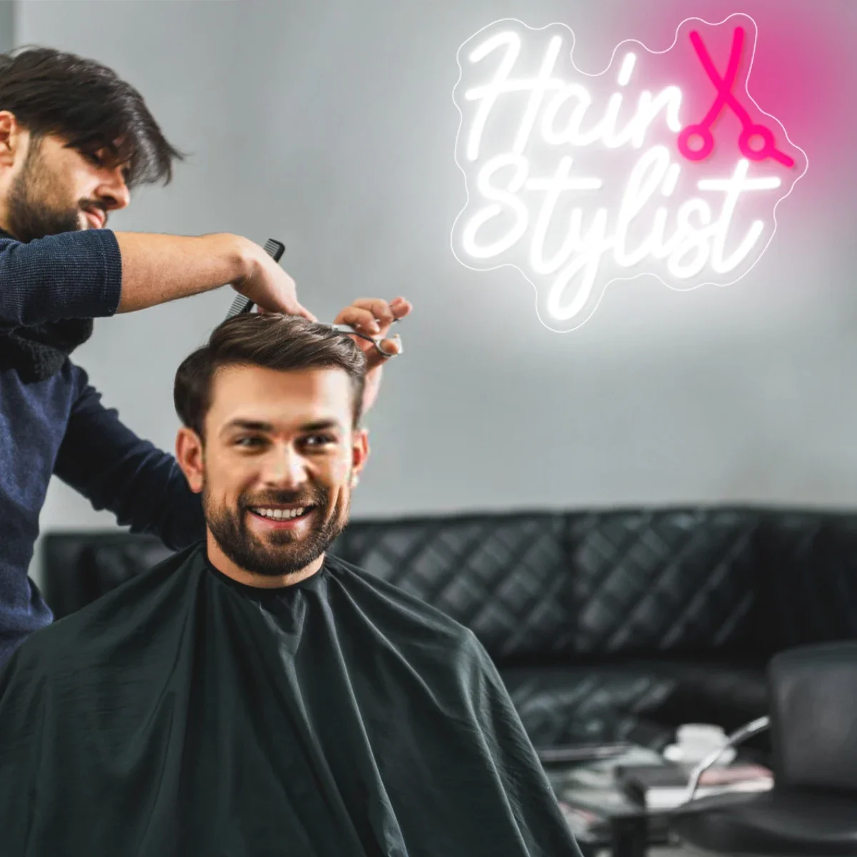 Вывеска неоновая для парикмахерской и салона красоты демонстрационный знак