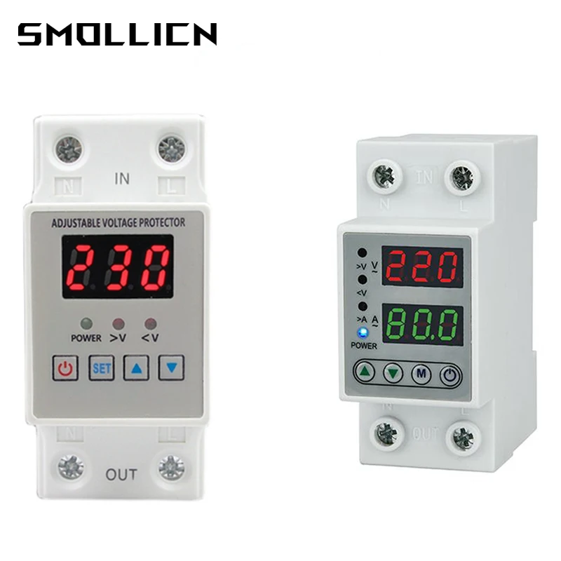 

Din Rail Dual Display Adjustable Over Voltage Current and Under Voltage Protective Device Protector Relay 40A 63A 80A 220V 230V