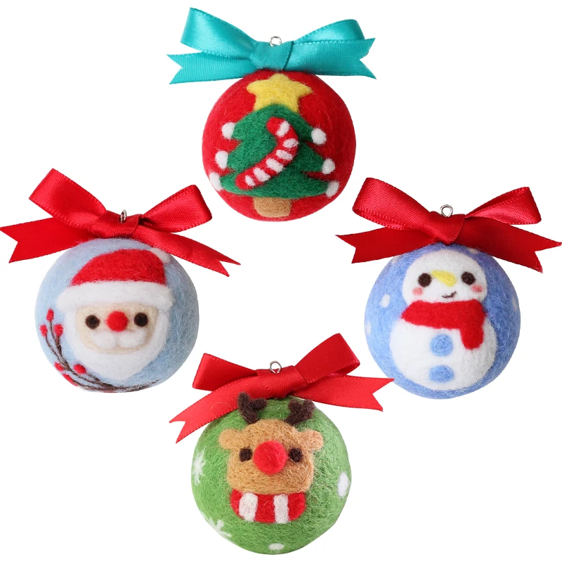 

Nonvor Wool Felting Material Kit DIY Handcraft Needle Kit Non Finished Needle Felt Poked Set Animal Christmas Series Keychain