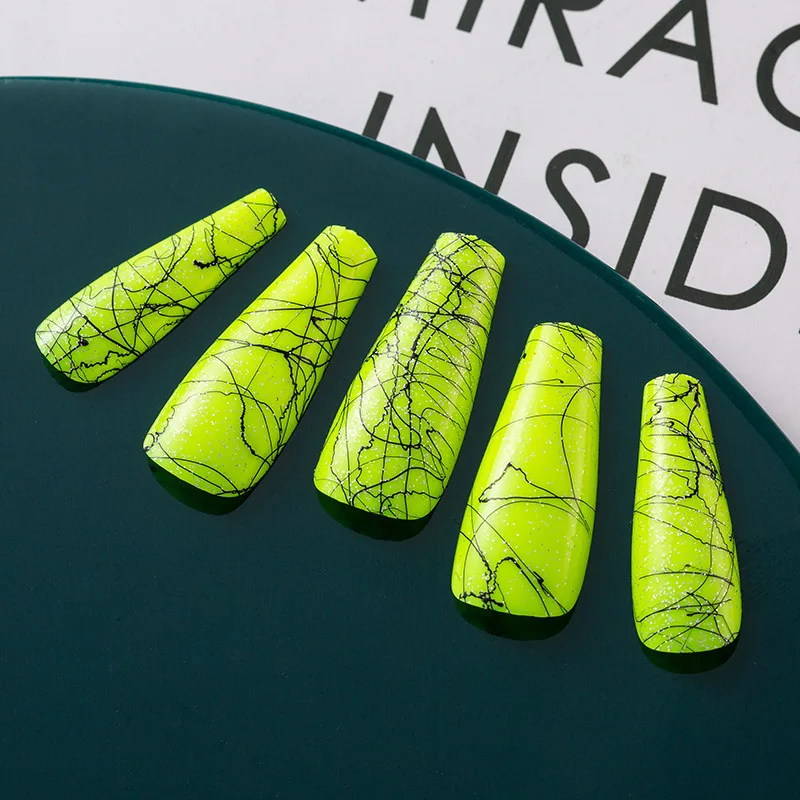 

20 Pcs/ Set Solid Color Graffiti Coffin Fake Nails Tips for Extension Manicure Art Wholesales Press on Ballet Fake False Nails H