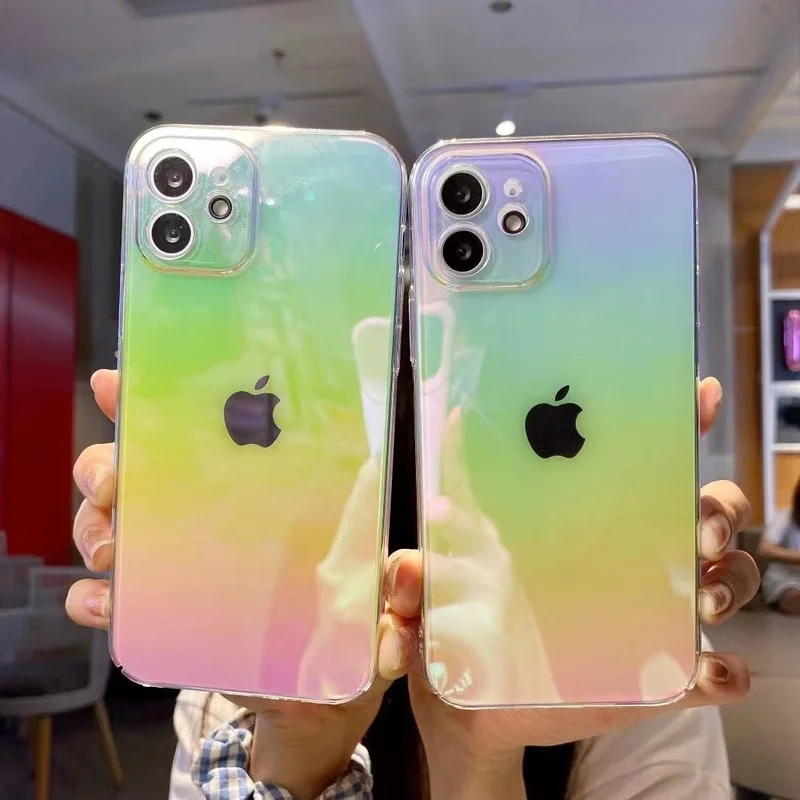 Luxury Aurora Laser Gradient Transparent Phone Case For iPhone 13 12 Pro Max 11 11Pro XS Max X XR 7 8 Plus 12 Mini SE 2020 Cover