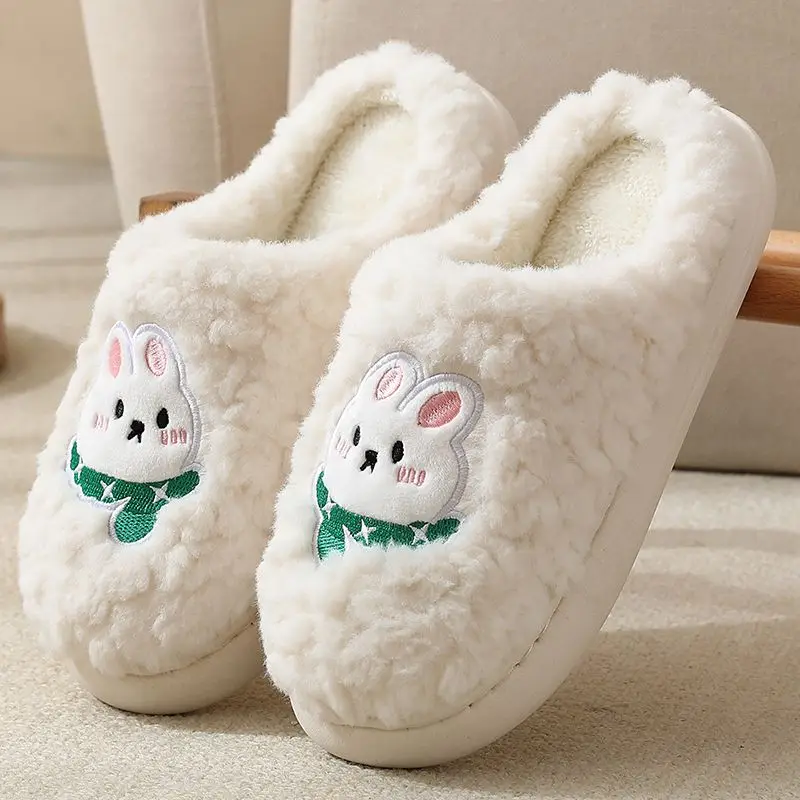 

Зимние теплые женские тапочки с мультяшным рисунком, Нескользящие плюшевые домашние хлопковые домашние тапочки для пар