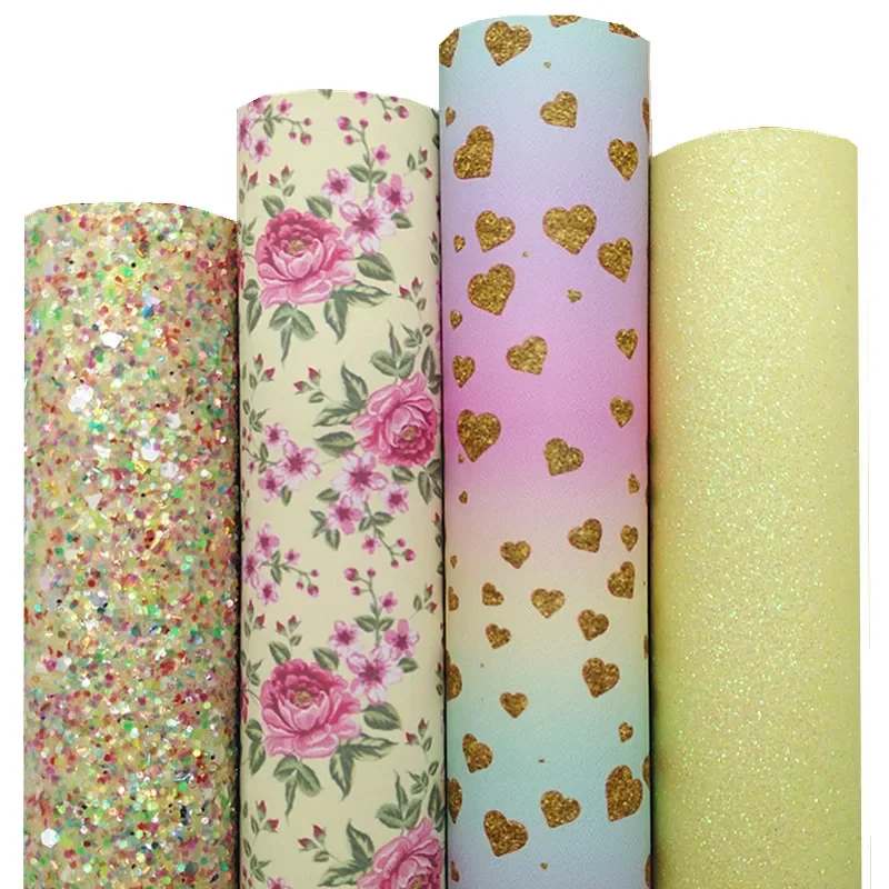 Технические кожаные листы радужные Золотые сердца розы точечные принты