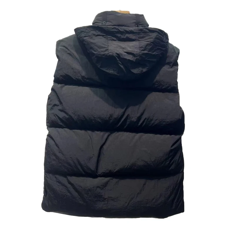 022 Autumn And Winter New Men's Down Vest Solid Color Sleeveless Hat Detachable Down Jacket
