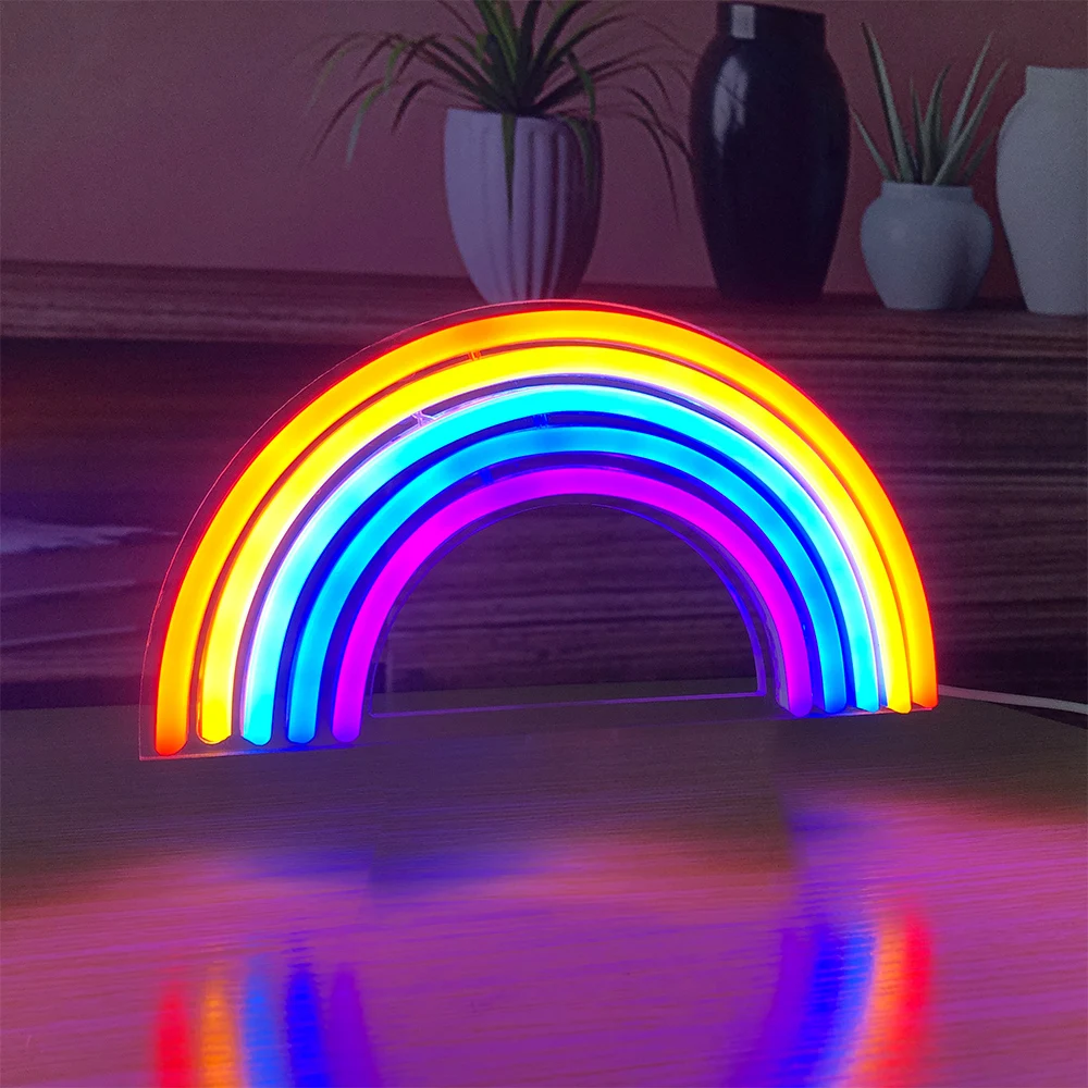 Радужный неоновый светильник с облаком ning светодиодный питанием от USB в виде Луны