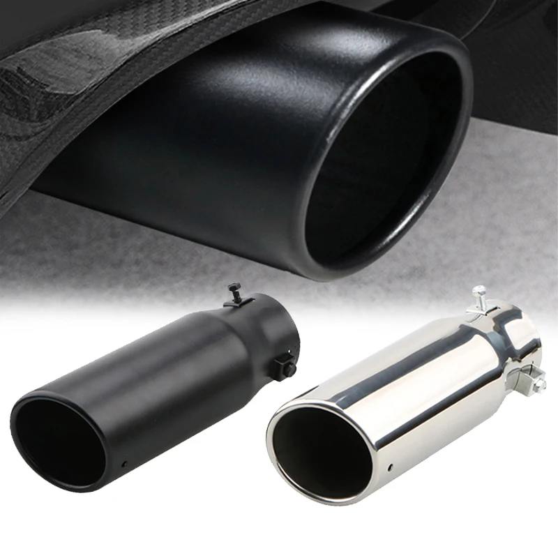 

Universal Car 2.5" inlet 3"outlet Car Exhaust Tail Muffler Tip 21CM Stainless Steel Silver Black Exhaust Tips Pipes