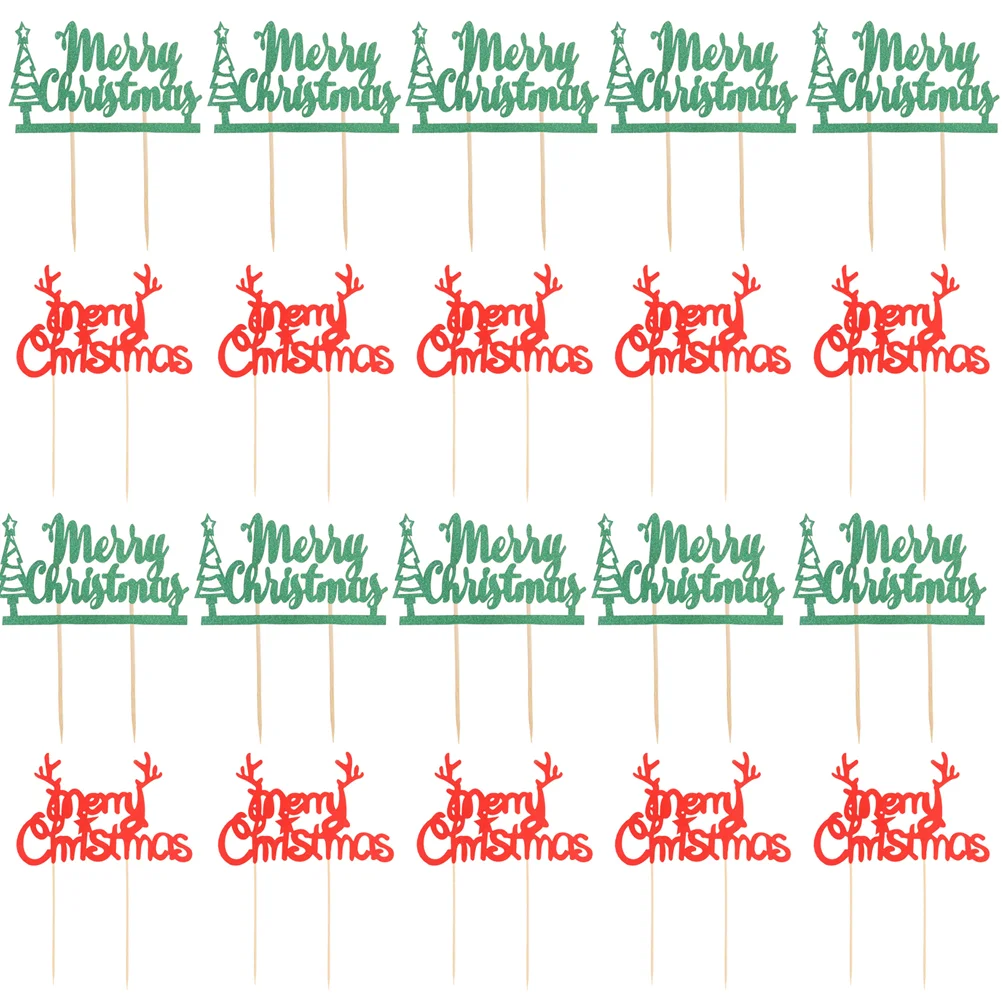 

20Pcs Cake Decors Glittering Funny Poratble Festive Cake Insert for Christmas