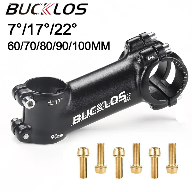 

BUCKLOS Bike Power Ultralight Bicycle Stem 7/17/22 Degree Road Mountain Bike Stem 60/70/80/90/100mm Bicycle Table MTB Power