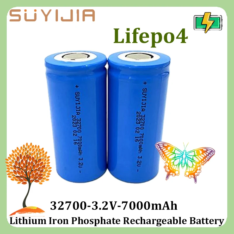 

2-6PCS SUYIJIA Lifepo4 32700 3.2V 7000mAh High Capacity Rechargeable Battery for Flashlight Electric Tools E-Bike Ture Capacity