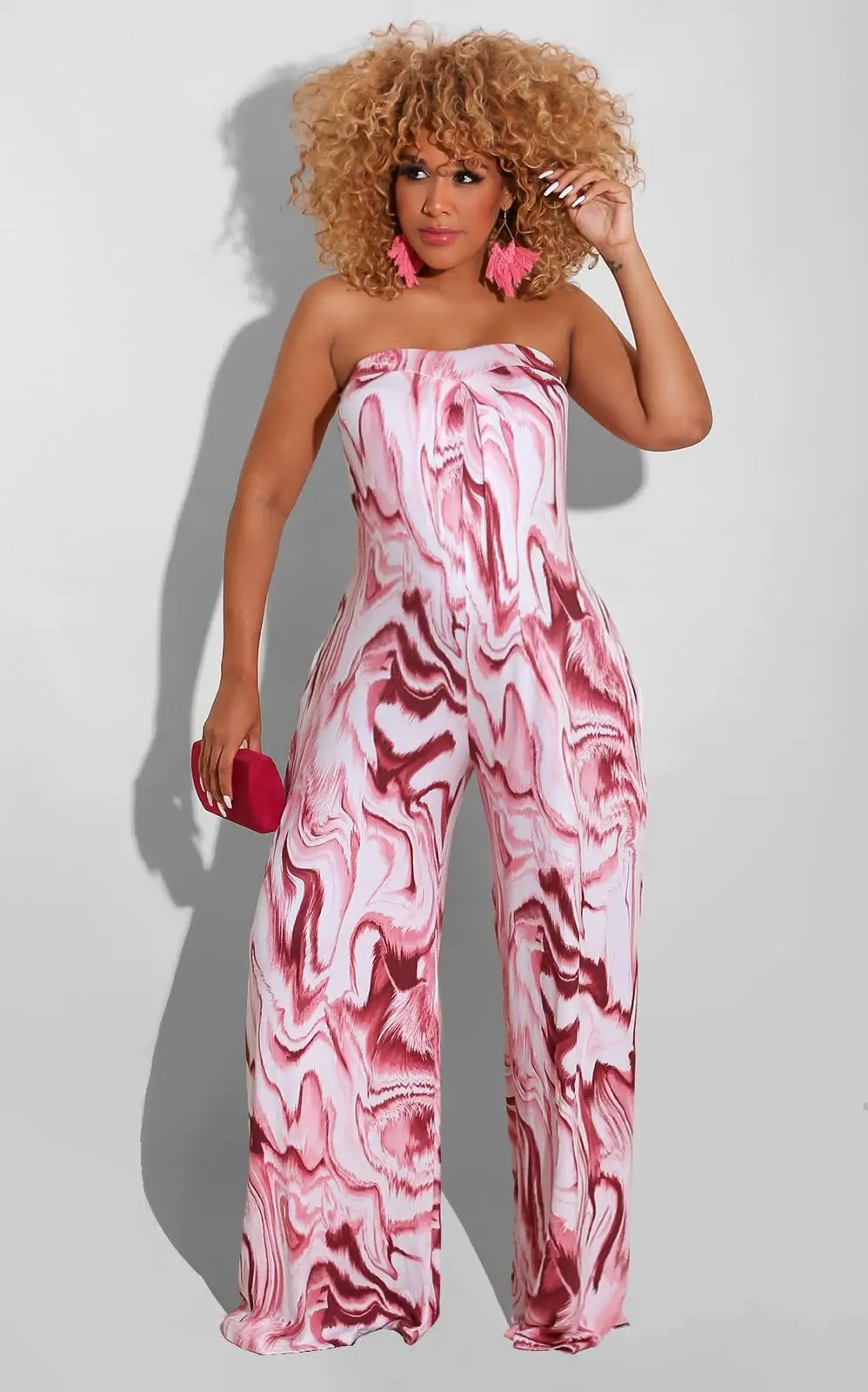 Sleeveless Jumpsuits Woman Print Sexy Bandeau Loose Long Jumpsuit Summer Casual Female One Piece Romper Wide Leg Pants Playsuits