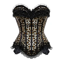 sexy bustier corset victorian leopard satin lace corset overbust burlesque lingerie vintage slimming corset body shapewear women