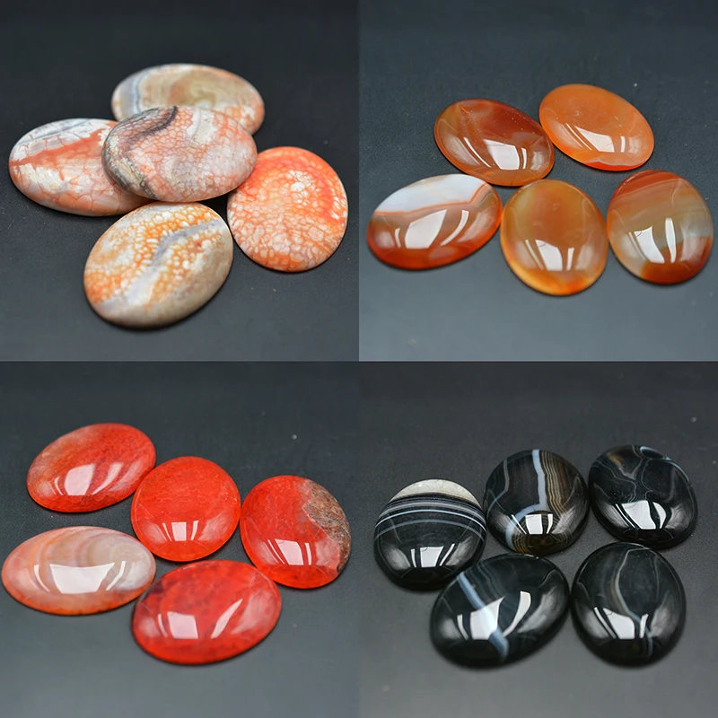 Кабошон красного агата овальной формы 40мм х 30мм, плоский с обратной стороны, без отверстий, натуральный камень для создания украшений Pandandt - серьги, кольца и др.