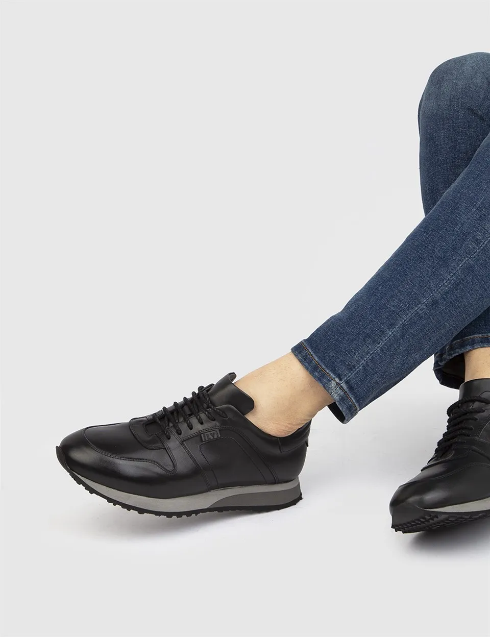 

ILVi-Genuine Leather Handmade Emrick Black Leather Men's Sneaker Men Shoes 2022 Spring/Summer