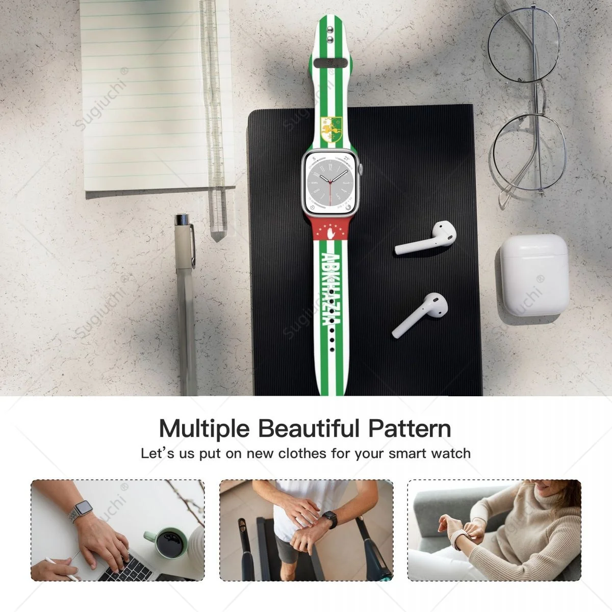 Спортивный ремешок унисекс с 3D-флагом Республики Abkhazia для Apple Watch Band Ultra 2