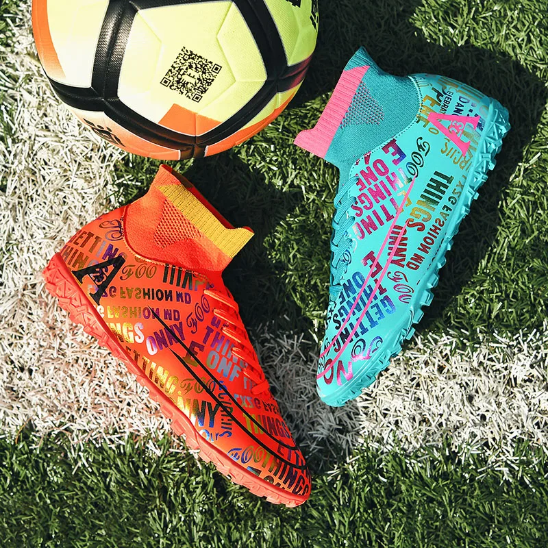Men Football Soccer Boots Athletic Soccer Shoes 2021 New Leather High Top Soccer Cleats Training Football Sneaker Man