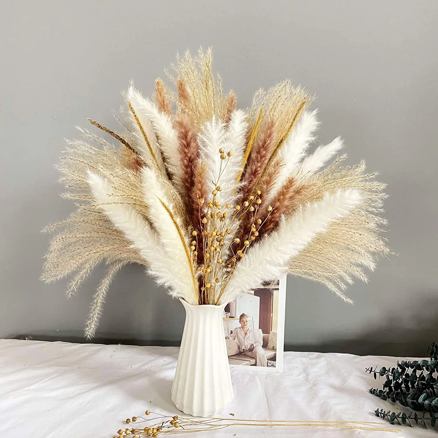 

90 Pack Dekoration Natural Dried Flower Pampas Grass Bouquet Boho Decoration For Home Wedding Holiday Party Phragmites Jarrones