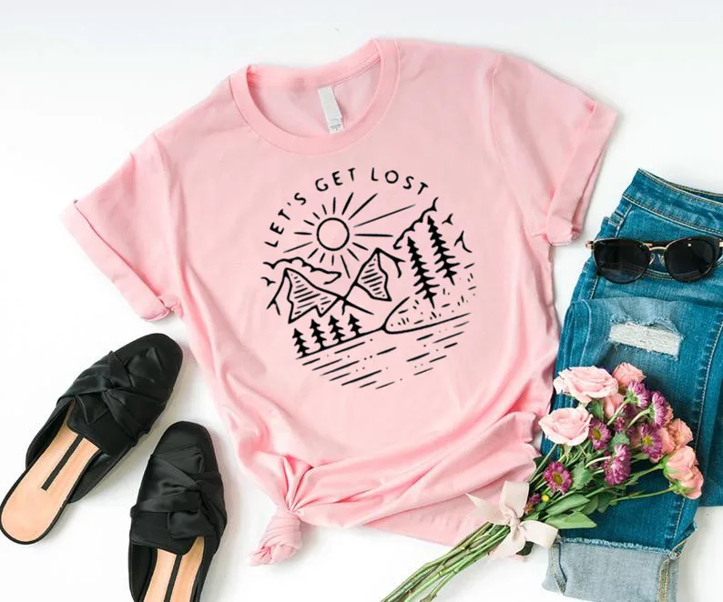 Рубашка Let Get Lost футболка с коротким рукавом из 100% хлопка круглым вырезом и