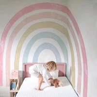 Cartoon Large Rainbow Wallpaper Pink Watercolor Wall Sticker Nursery Removable Wall Decals Kids Bedroom Interior Home Decoration