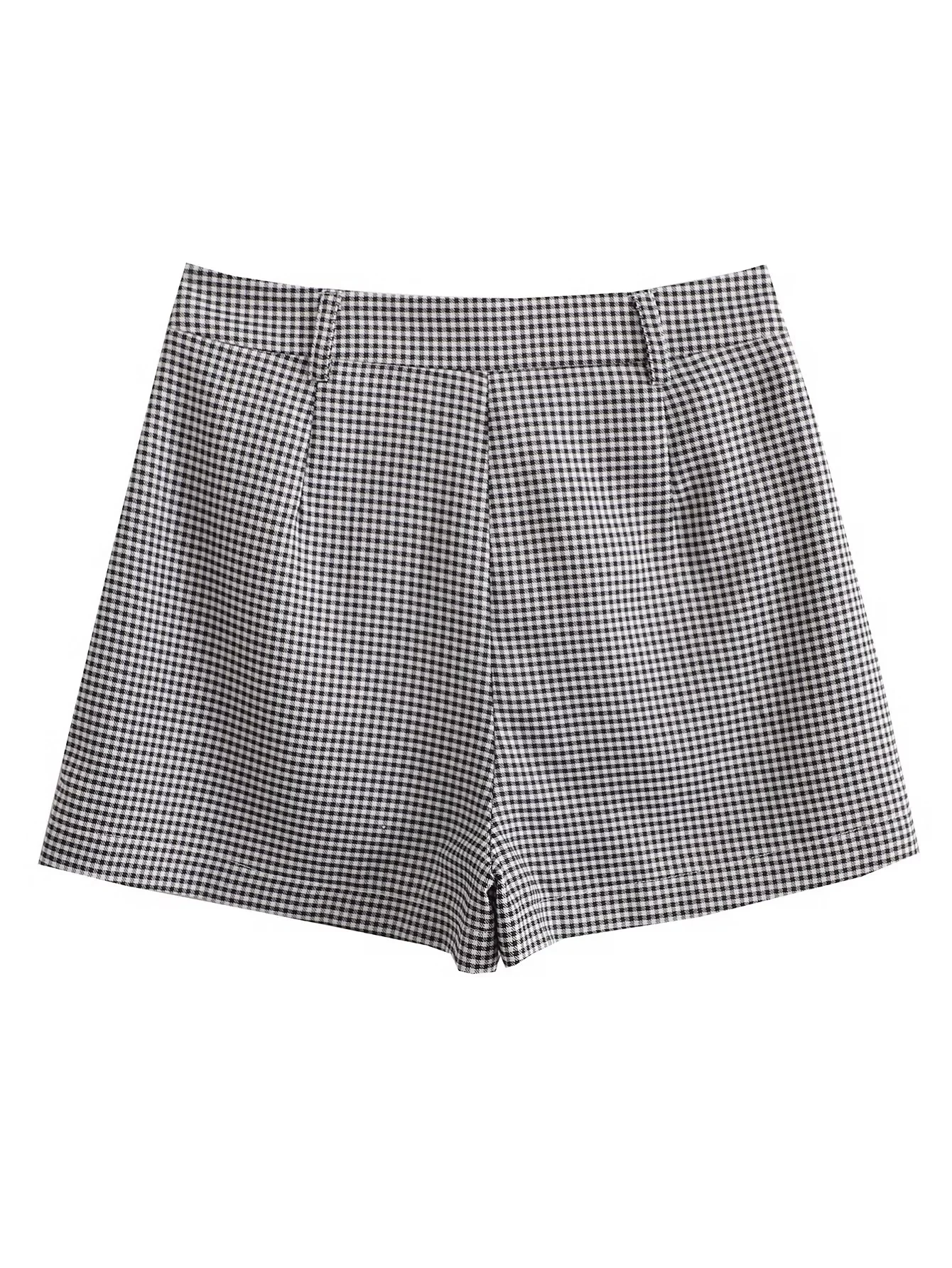 Spring Autumn Women's Pleated Black And White Thousand-bird Lattice Chic Edge High-waisted Skirt Fashion Street British Style