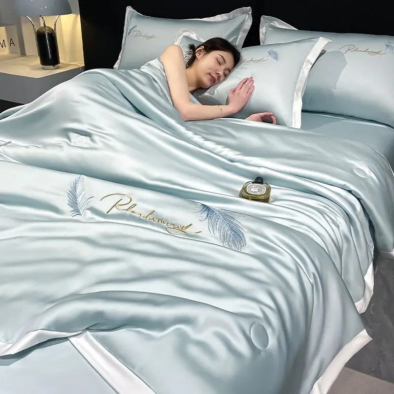 

Bedding Set with Duvet Cover Bed Sheet Pillowcase Luxury Satin Bedsheet Solid Color King Queen Full Twin Size