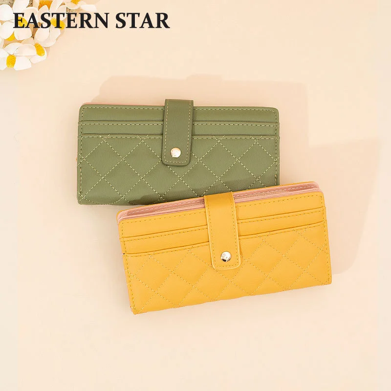 

Лидер продаж, женский новый кошелек, Корейский простой однотонный Длинный кошелек с ремнем и украшением из страз