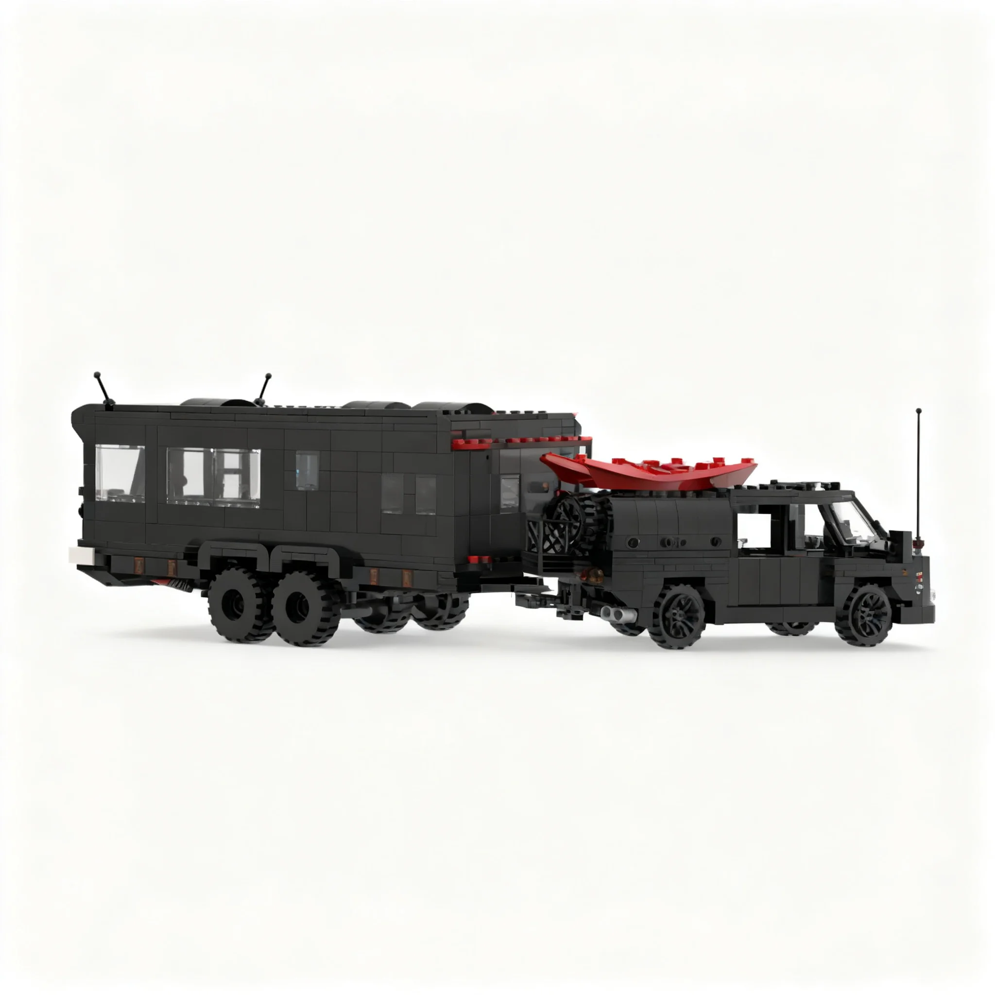 Фото 1115 деталей MOC Revive Caravans Bushtamer MK2 + Dino Motors T-rex Super Duty Facelift City Champions Модель строительных блоков 3D игрушка №2