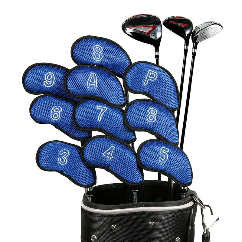 

10Pcs Mesh Fabric Golf Iron Head Covers Professional Golf Accessories Universal Club Protective Headcover Set Club Headcover