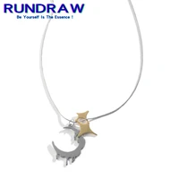 rundraw fashion simple star melting moon men women pendant necklace for new female male festive memorial day gift necklaces