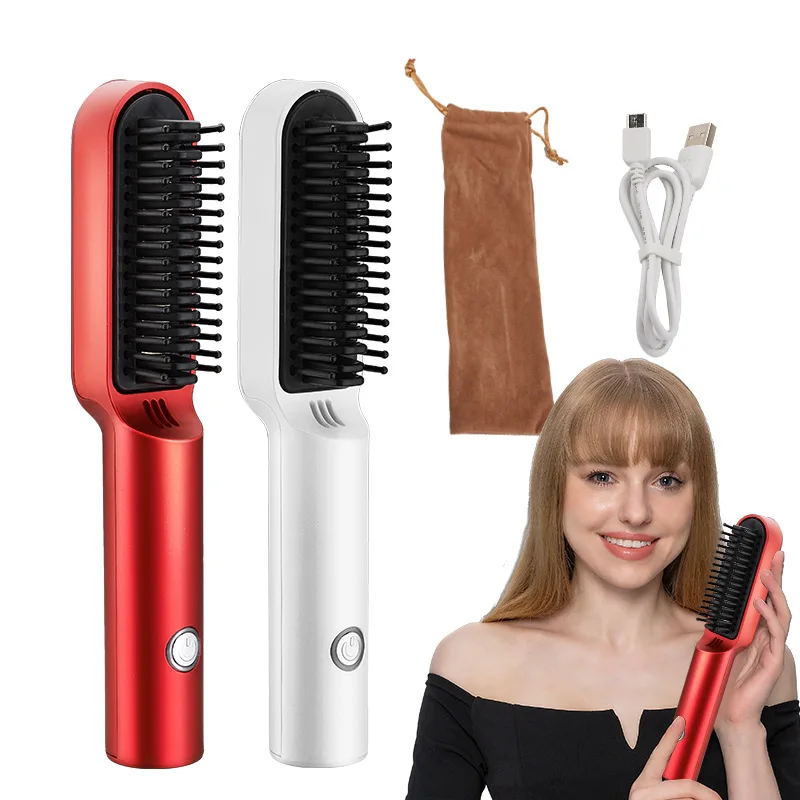 

Cepillo alisador de pelo para hombres, herramienta peinado hierro plano, recargable por USB, Barba