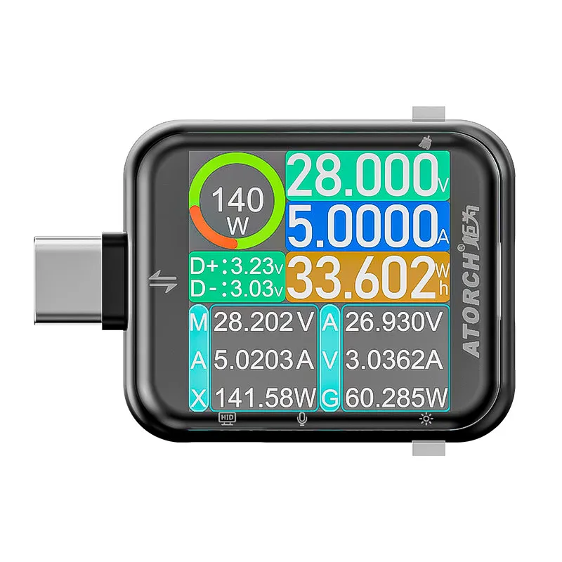 Фото Тестер T3 с сенсорным экраном высокой точности Type-C PD3.2, USB-вольтметр, амперметр, детектор зарядки №1