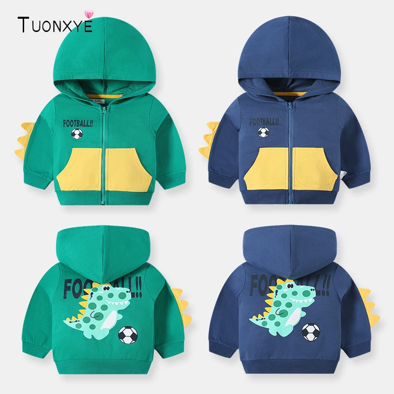 

TUONXYE Boys Baby Long Sleeves Hoodie Coats Football Dinosaur Zipper Cotton Soft Comfortable Children's Clothes 2-9years