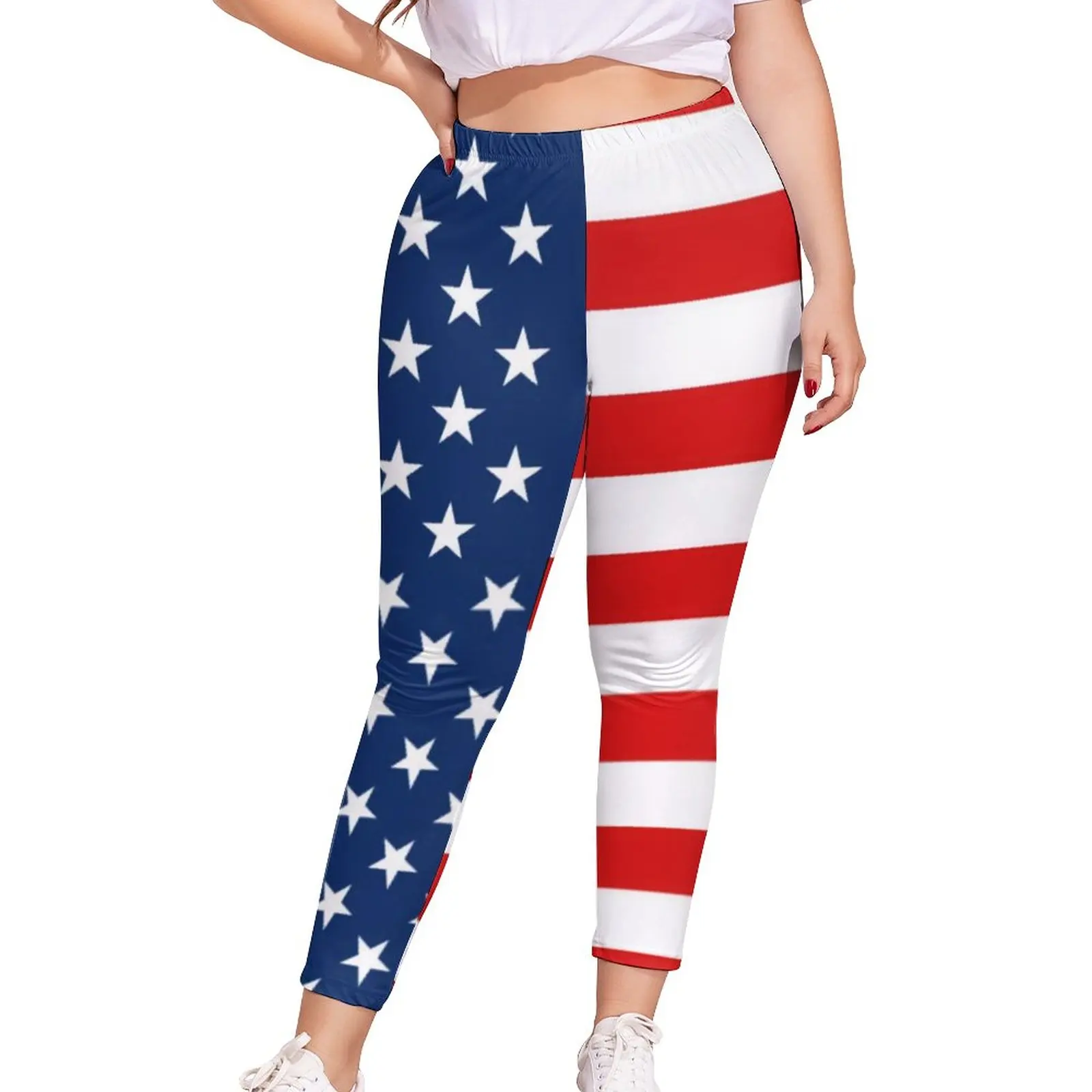 

American Flag 4th of July Leggings Stars and Stripes Print Drawings Legging Novelty Women Stretchy Summer Pants