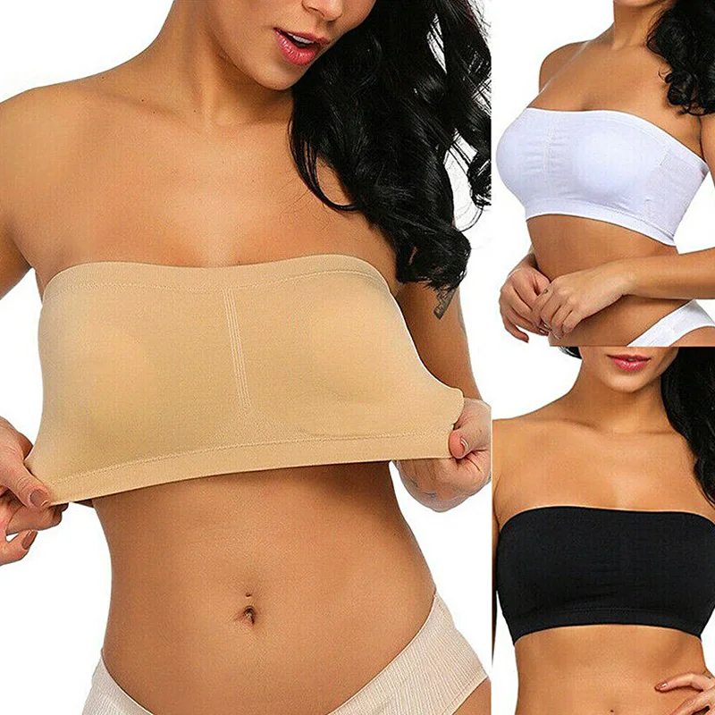

Women Sexy Strapless Bra Invisible Push Up Bras Underwear Solid Color Seamless Summer Off Shoulder Tube Tops Plus Size Lingerie