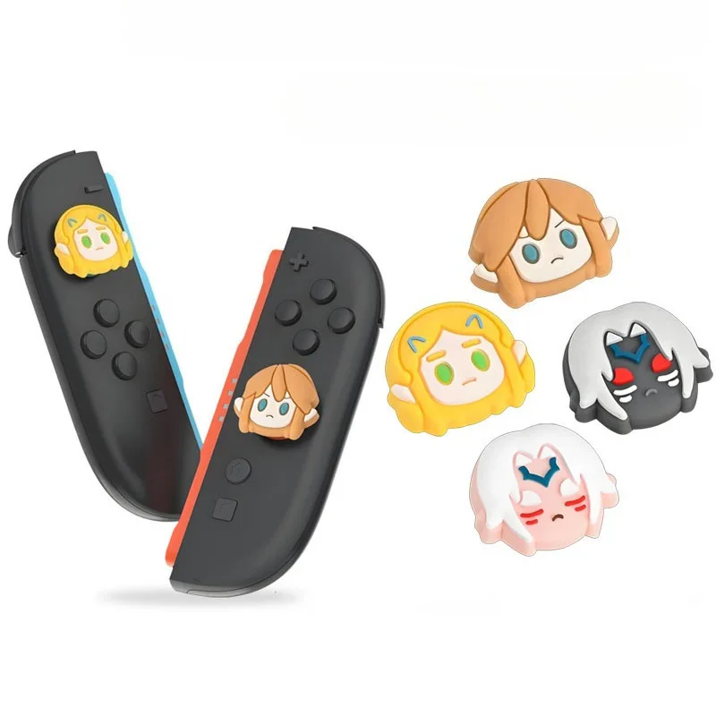 Фото 2/4 шт. силиконовые накладки на стики Legend of Zelda Link для контроллеров Nintendo Switch 2 JoyCon, 3D аналоговые накладки на джойстики №2