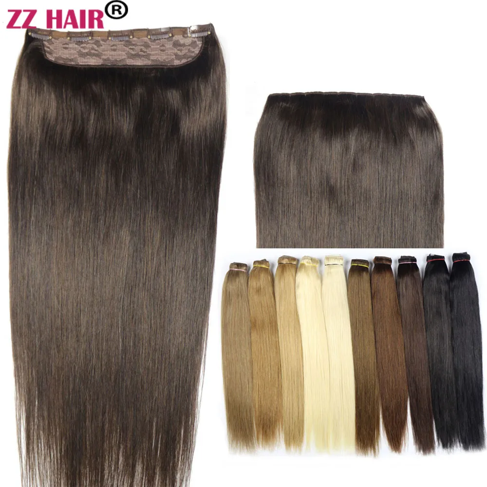 Zzhair Бразильские Человеческие Волосы Remy На Клипсе 16-24 Дюйма Прямые Натуральный