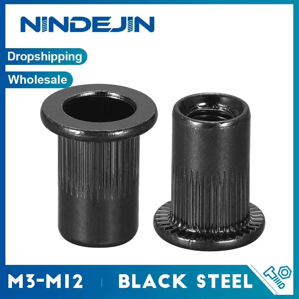 

NINDEJIN Заклепки с плоской головкой, черные, оцинкованная сталь, M3-M12