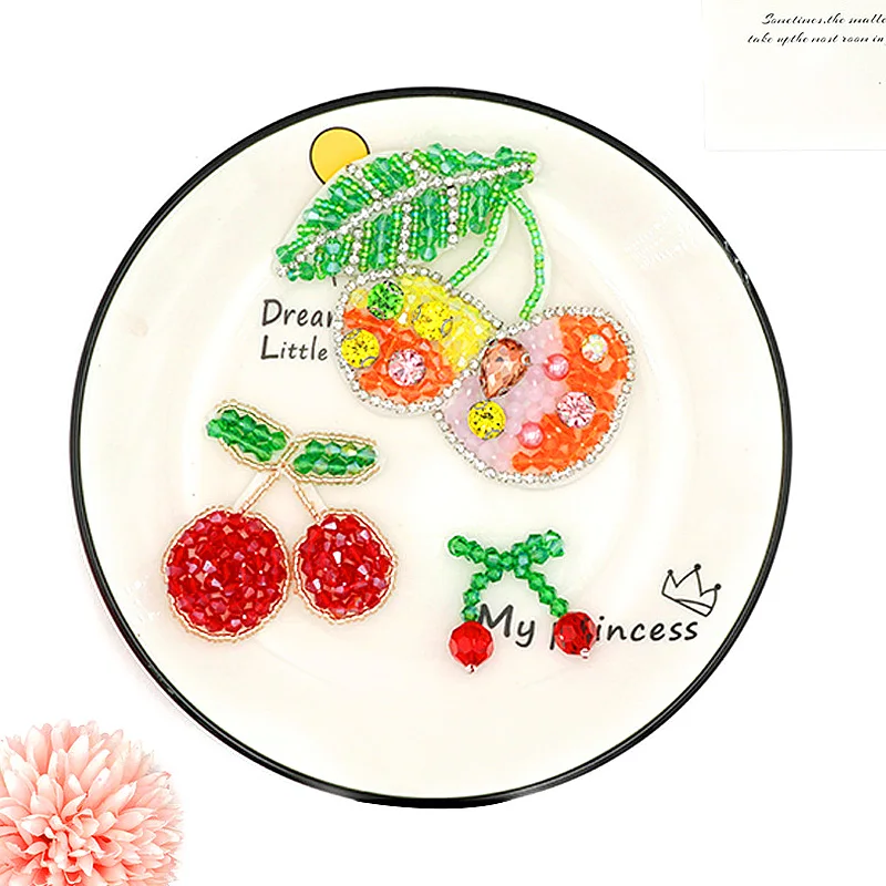 

1PC Beaded Fruit Patches Beads Cherry Patches 3D Clothing Bordados Decoratio Patches DIY